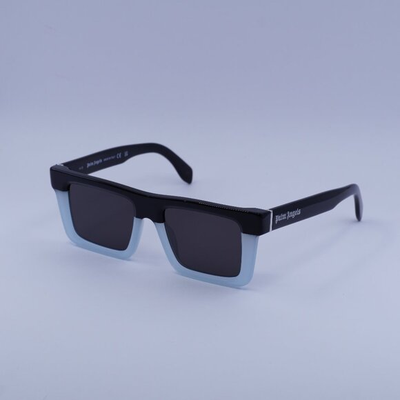 Palm Angels PERI109 NAPA 4007 Sunglasses Black/Blue Square Frame, Grey Lenses - Picture 1 of 9